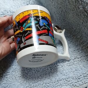 White Ceramic Coffee Mug with Colorful Tool Design